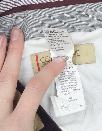 Marks and Spencer Men's Purple Corduroy Thermal Trousers