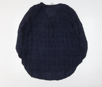 Apricot Women's Blue Check Blouse Size S 3/4 Sleeve V-Neck