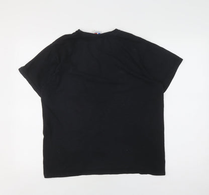 Russell Men's Black Graphic L T-Shirt 100% Cotton