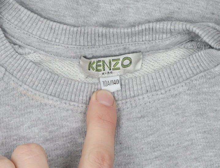 Kenzo Girls Grey Pullover Jumper, Size 10-11, Long Sleeve