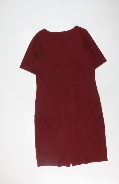 WoolOvers Women's Red Sheath Dress M Casual
