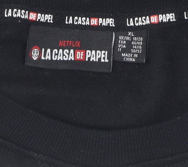 La Casa De Papel Women's Black XL Graphic Sweatshirt