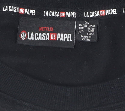 La Casa De Papel Women's Black XL Graphic Sweatshirt