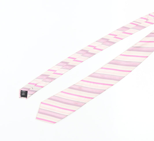 Jeff Banks Men's Pink Striped Silk Tie - One Size