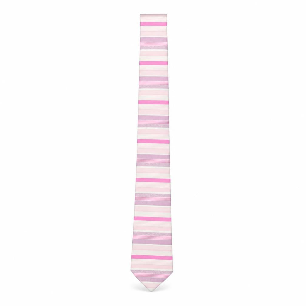 Mens Jeff Banks Pink Striped 100% Silk Slim Tie
