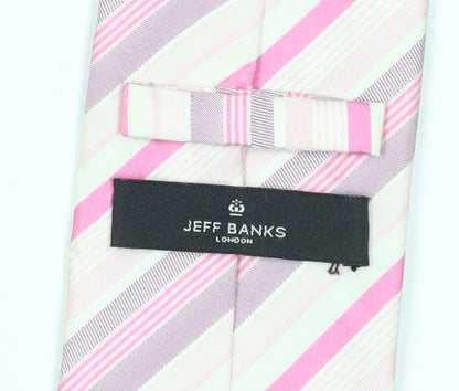 Jeff Banks Men's Pink Striped Silk Tie - One Size