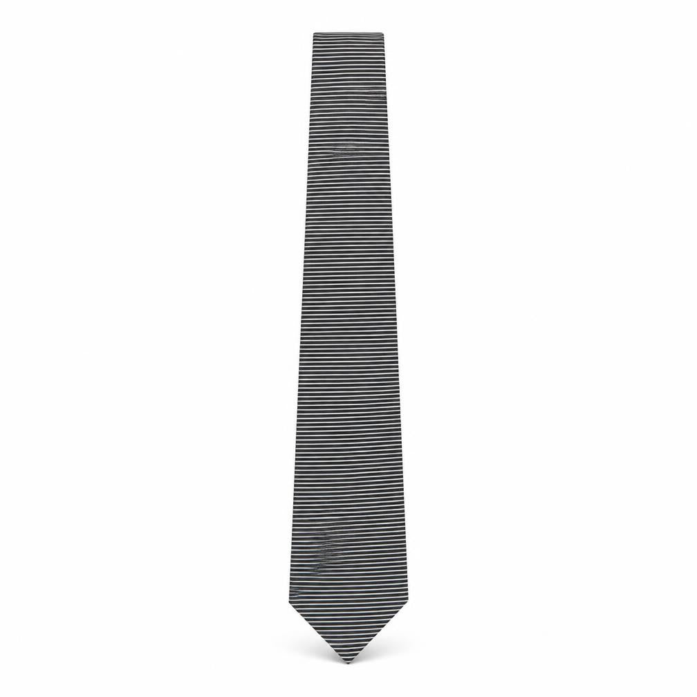 Mens Jaeger Black Striped 100% Silk  Tie