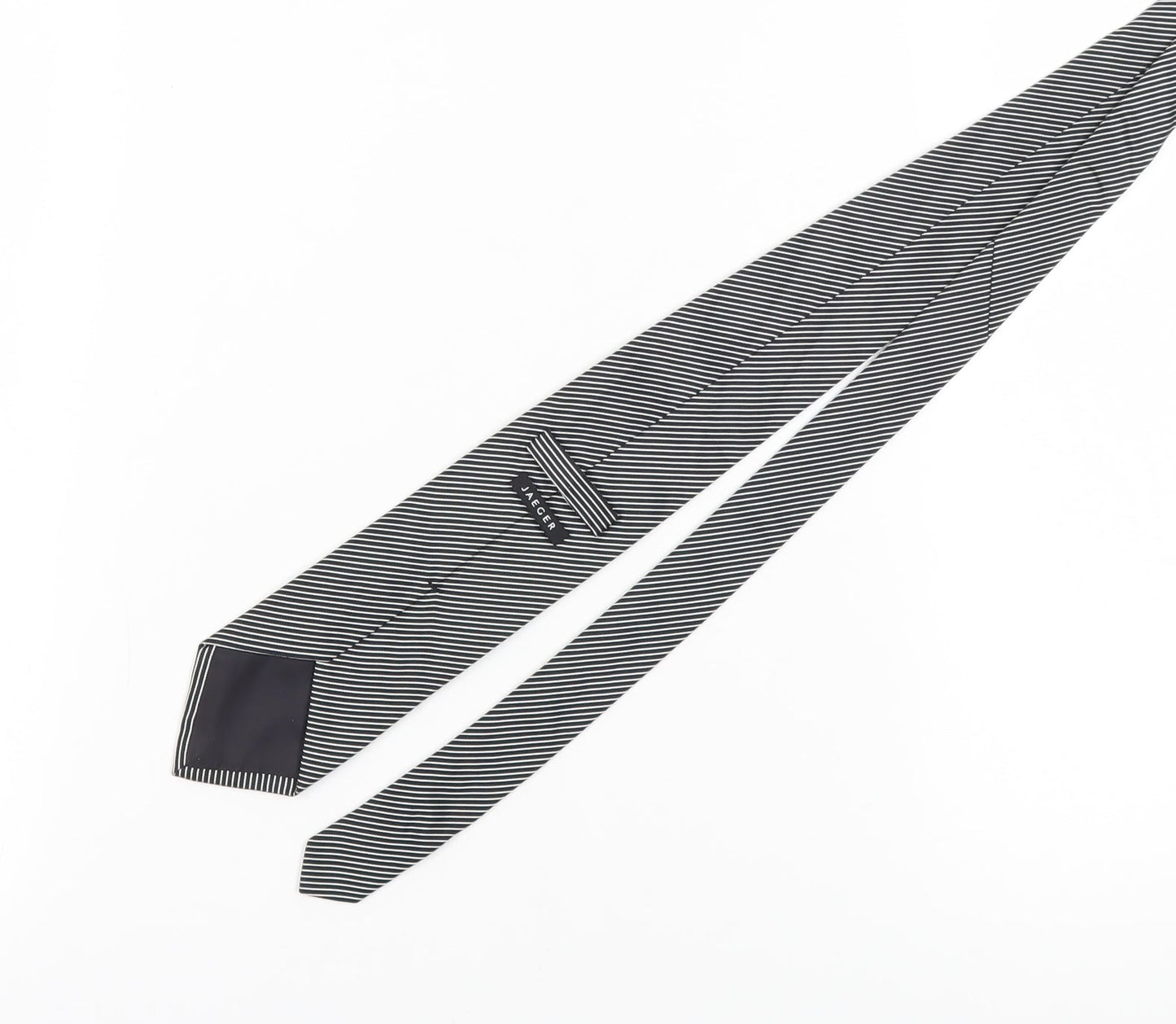 Jaeger Men's Black Striped Silk Tie One Size