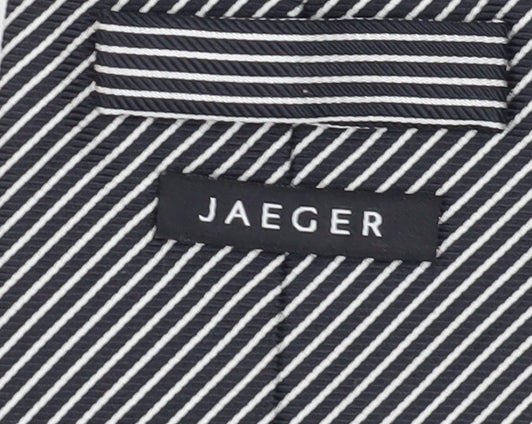 Jaeger Men's Black Striped Silk Tie One Size
