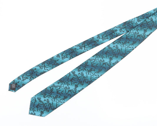 Thomas Nash Men's Aqua Floral Polyester Tie