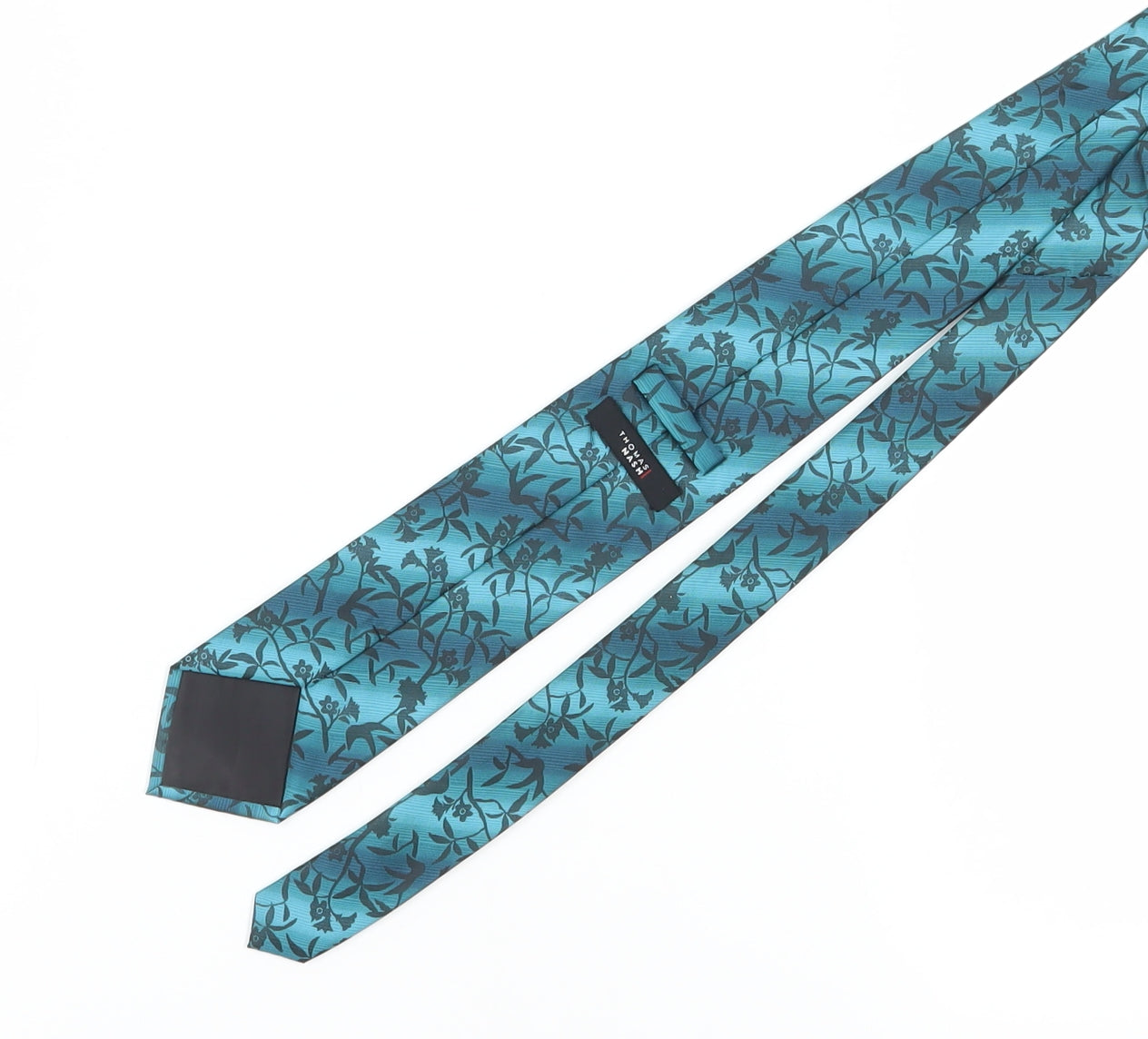 Thomas Nash Men's Aqua Floral Polyester Tie