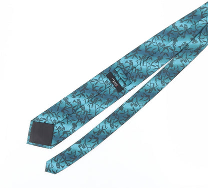 Thomas Nash Men's Aqua Floral Polyester Tie
