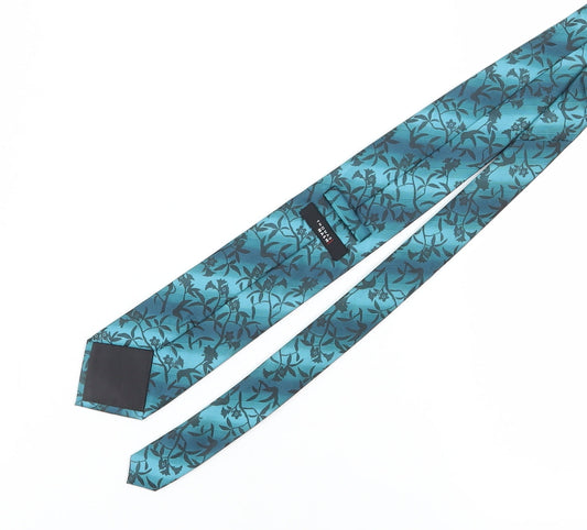 Thomas Nash Men's Aqua Floral Polyester Tie