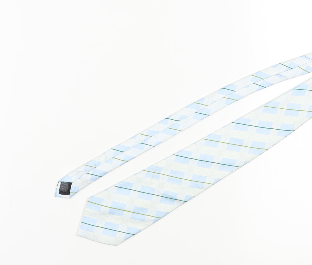 Thomas Nash Men's Blue Plaid Check Polyester Tie