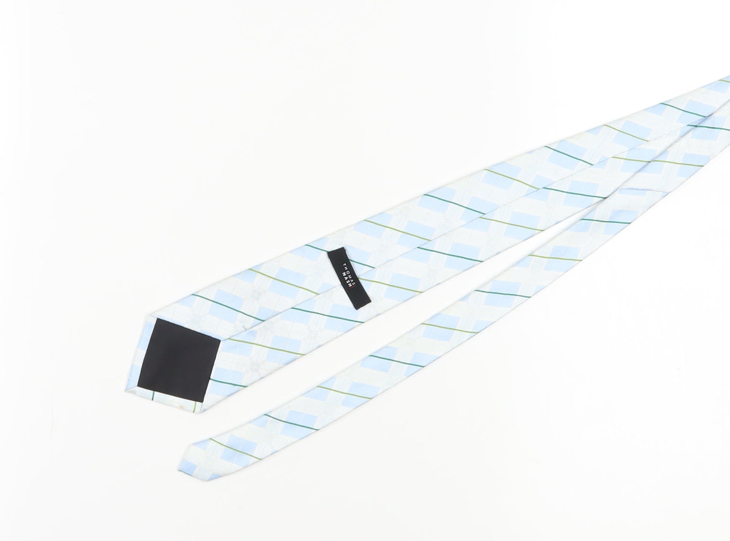 Thomas Nash Men's Blue Plaid Check Polyester Tie