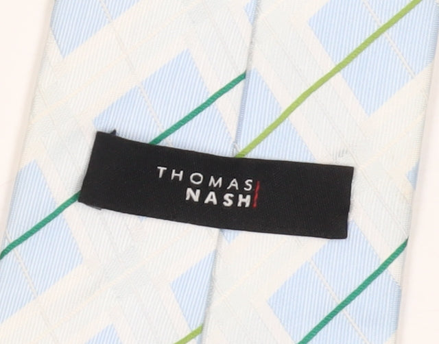 Thomas Nash Men's Blue Plaid Check Polyester Tie