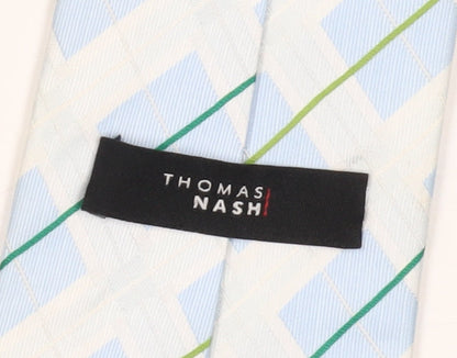 Thomas Nash Men's Blue Plaid Check Polyester Tie