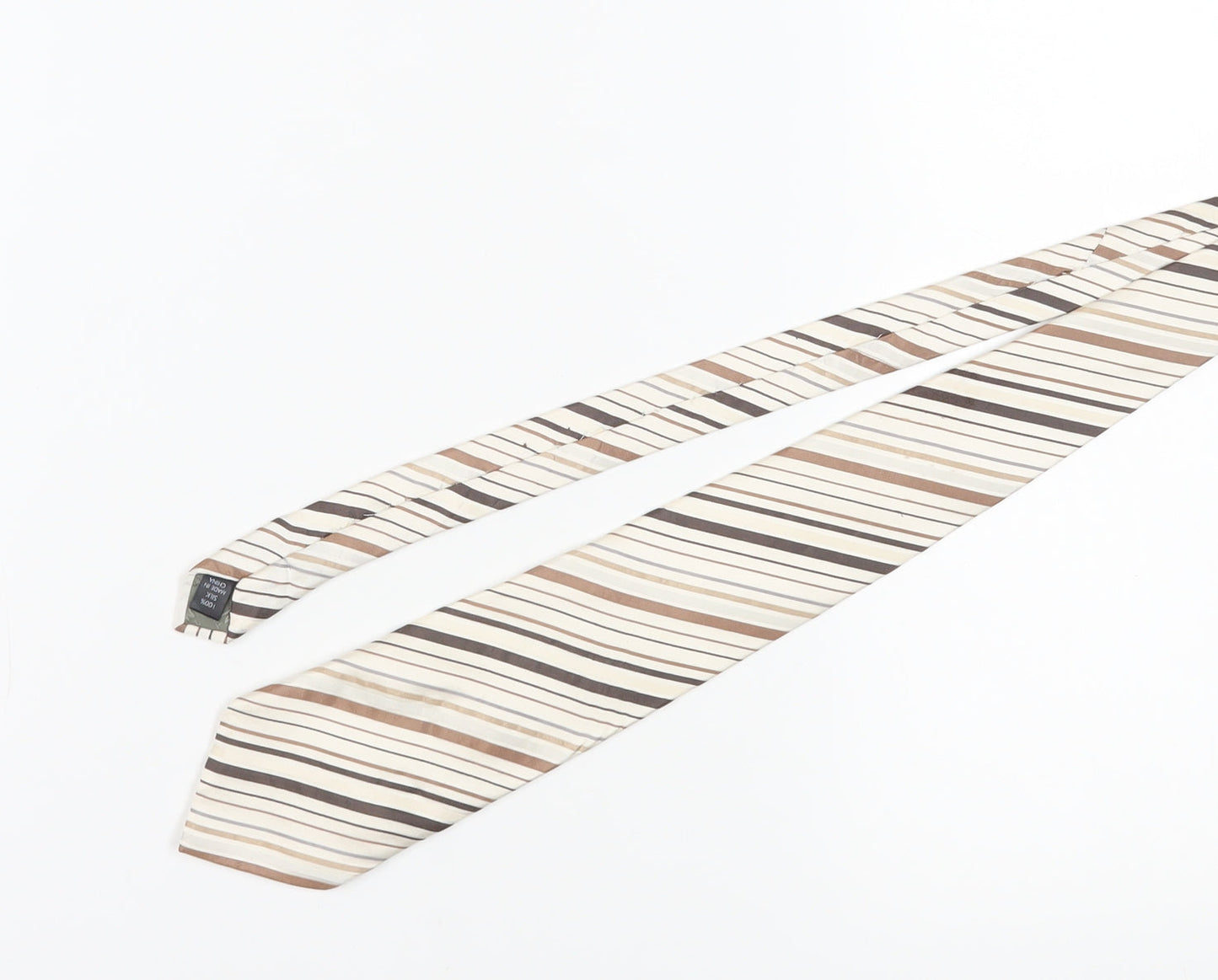 Thomas Nash Men's Beige Striped Silk Tie One Size