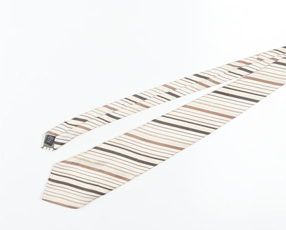 Thomas Nash Men's Beige Striped Silk Tie One Size