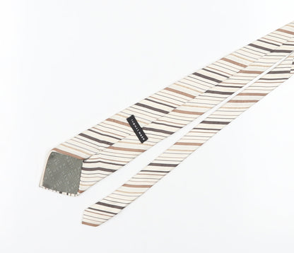 Thomas Nash Men's Beige Striped Silk Tie One Size