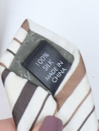 Thomas Nash Men's Beige Striped Silk Tie One Size
