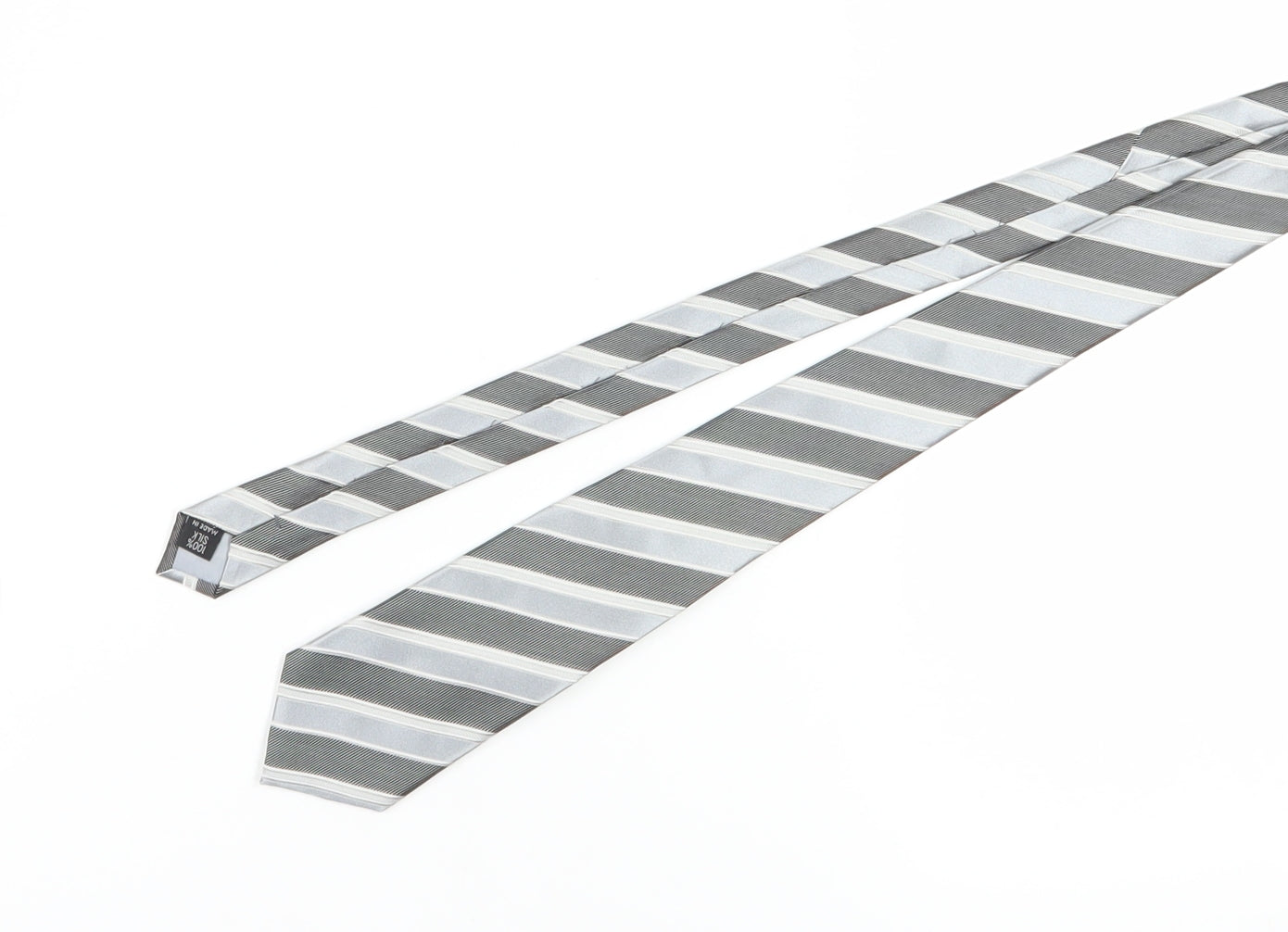 Jeff Banks Men's Silver Striped Silk Slim Tie