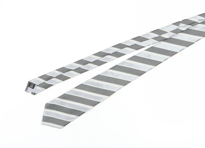 Jeff Banks Men's Silver Striped Silk Slim Tie