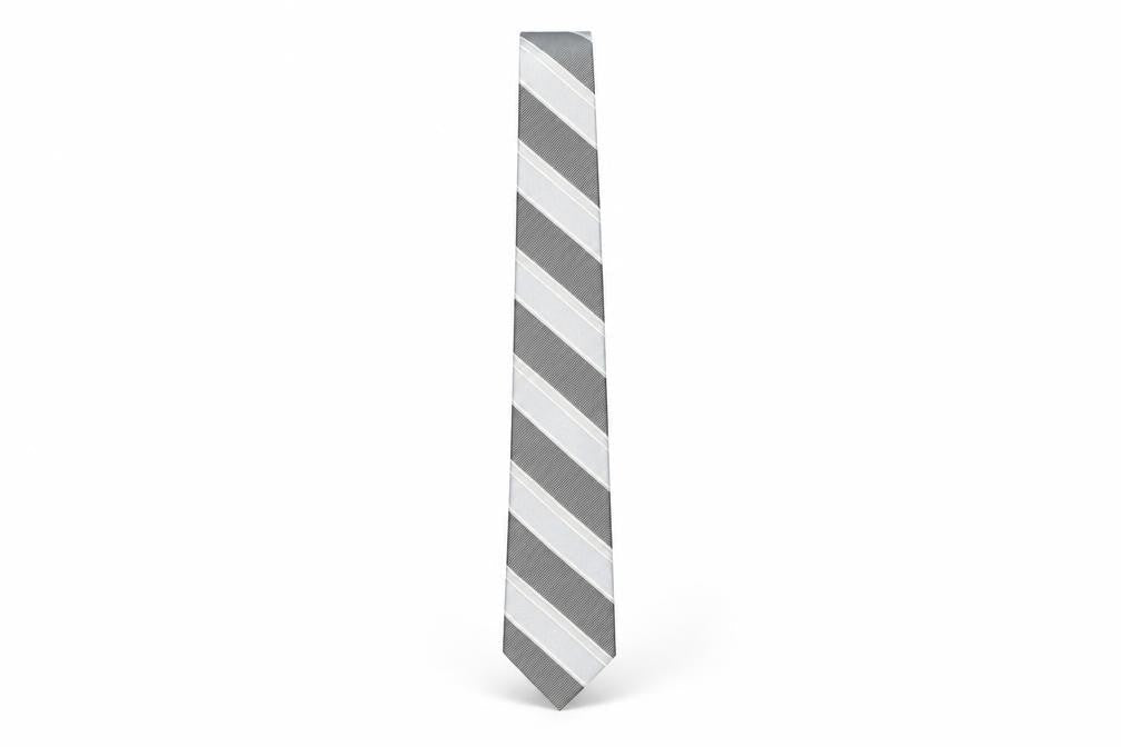 Mens Jeff Banks Silver Striped 100% Slim Tie
