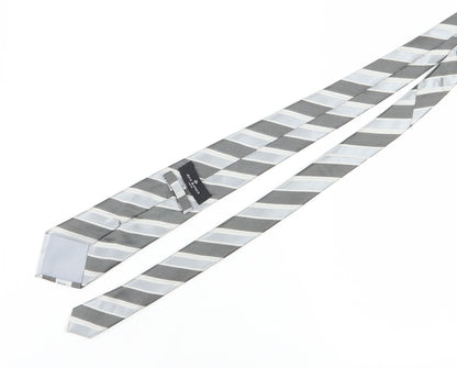 Jeff Banks Men's Silver Striped Silk Slim Tie