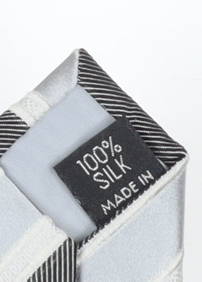 Jeff Banks Men's Silver Striped Silk Slim Tie