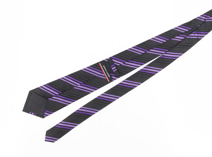Pierre Cardin Men's Black & Purple Striped Silk Tie