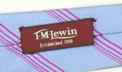 T.M.Lewin Men's Blue Striped Silk Tie 176cm Handmade