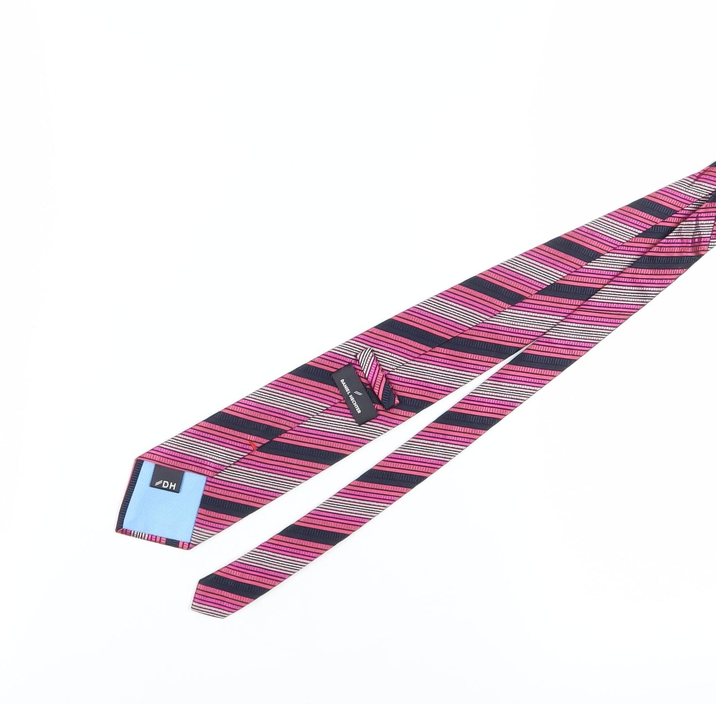 Mens Daniel Hechter Pink Striped 100% Silk Designer Tie