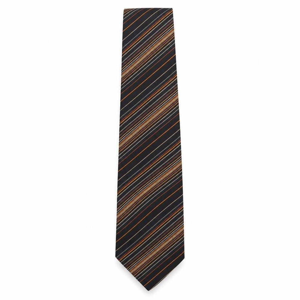 Mens STVDIO Jeff Banks Black Striped 100% Silk  Tie