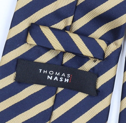 Thomas Nash Men's Blue Beige Striped Tie