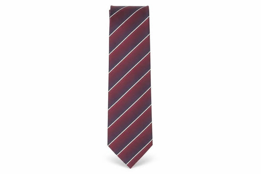 Front view of Thomas Nash Men’s Red Striped Tie, Polyester