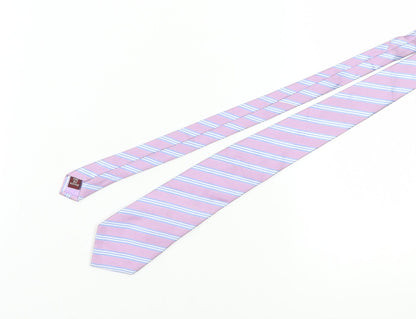 TM Lewin Men's Pink Striped Silk Handmade Tie