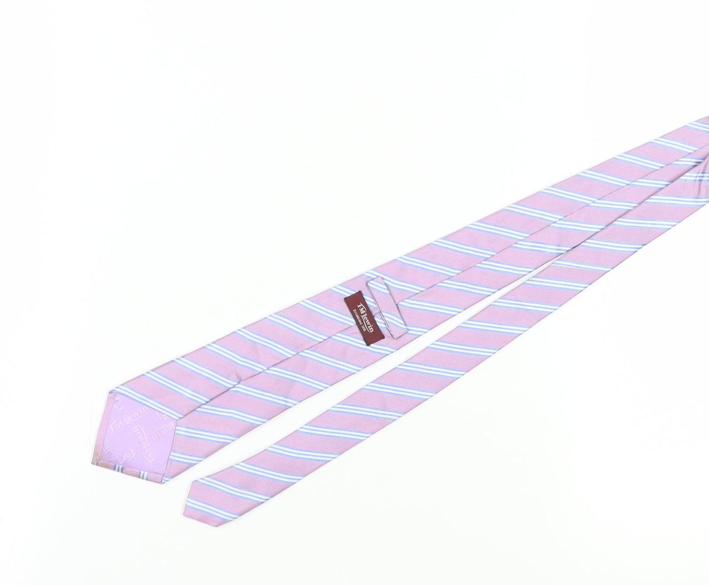 TM Lewin Men's Pink Striped Silk Handmade Tie