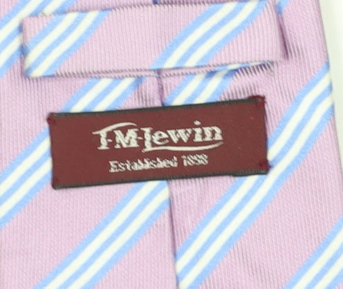 TM Lewin Men's Pink Striped Silk Handmade Tie