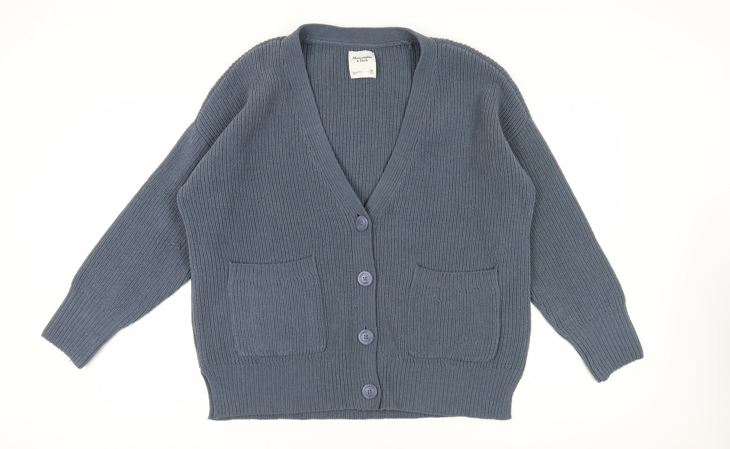 Abercrombie & Fitch Women's Blue Cardigan, M, Knit V-Neck