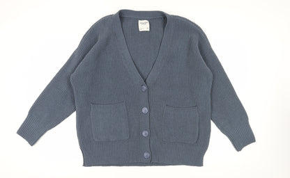Abercrombie & Fitch Women's Blue Cardigan, M, Knit V-Neck