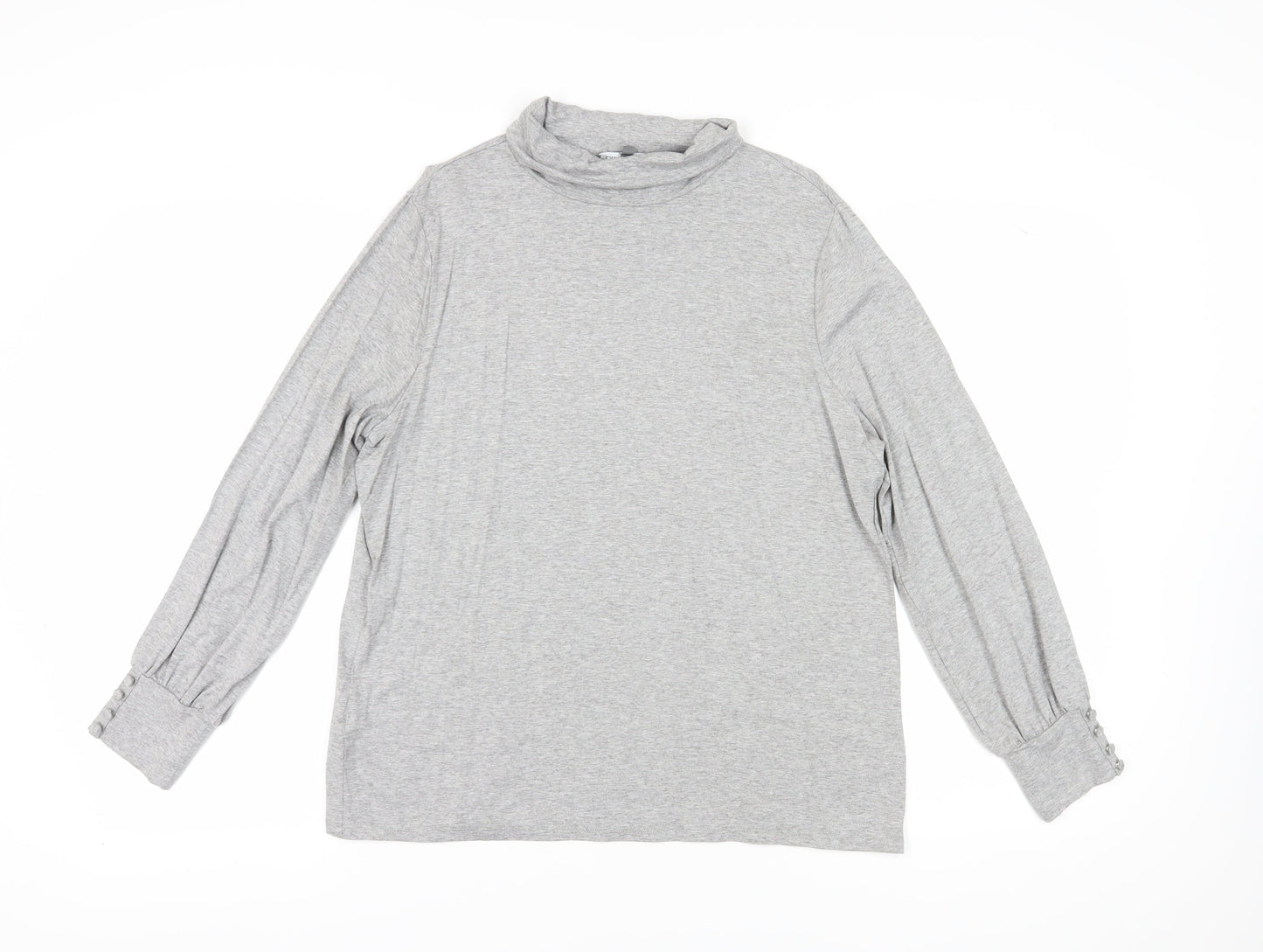 Laura Ashley Grey Mock Neck Long Sleeve Top, Size 16