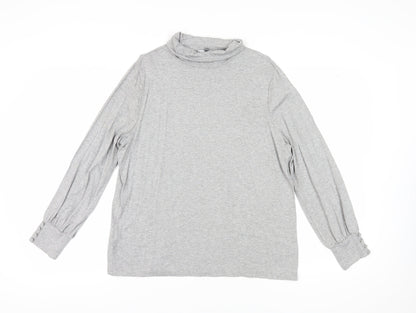 Laura Ashley Grey Mock Neck Long Sleeve Top, Size 16