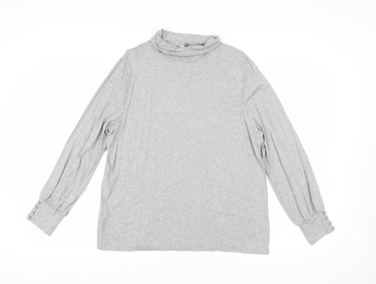 Laura Ashley Grey Mock Neck Long Sleeve Top, Size 16