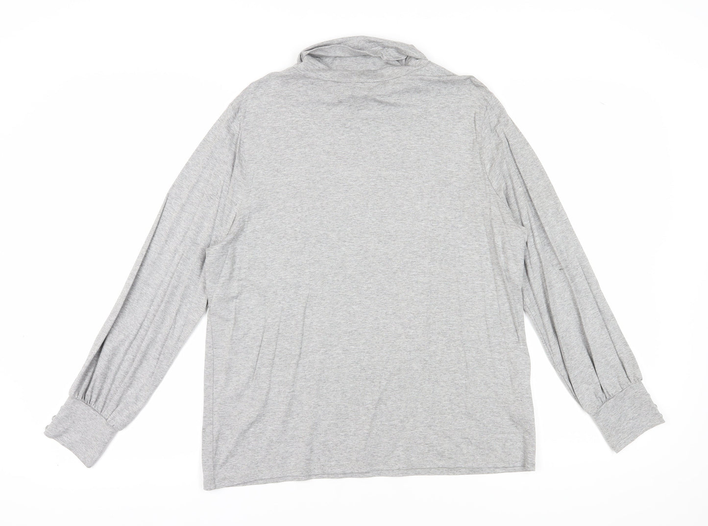 Laura Ashley Grey Mock Neck Long Sleeve Top, Size 16