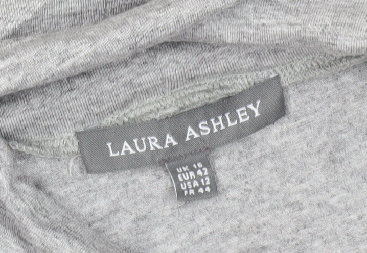 Laura Ashley Grey Mock Neck Long Sleeve Top, Size 16
