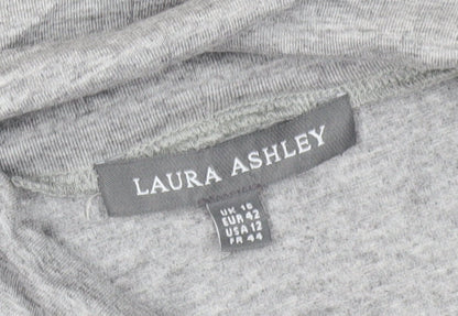 Laura Ashley Grey Mock Neck Long Sleeve Top, Size 16
