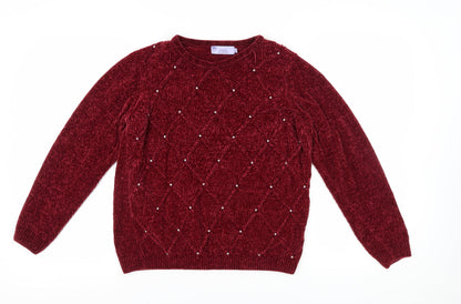 Womens UK Size 10-12 HONOR MILLBURN Red Pullover Jumper