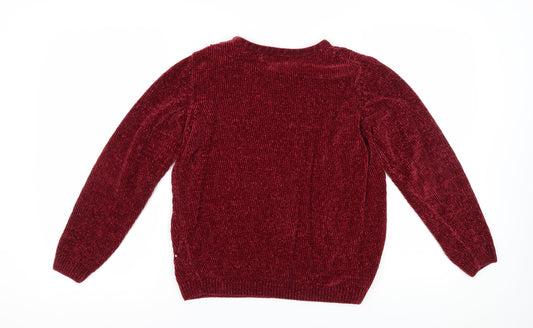 Honor Millburn Womens Red Beaded Pullover Jumper 10-12