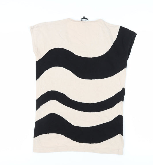 Jaeger Women's Beige & Black XS Knit T-Shirt